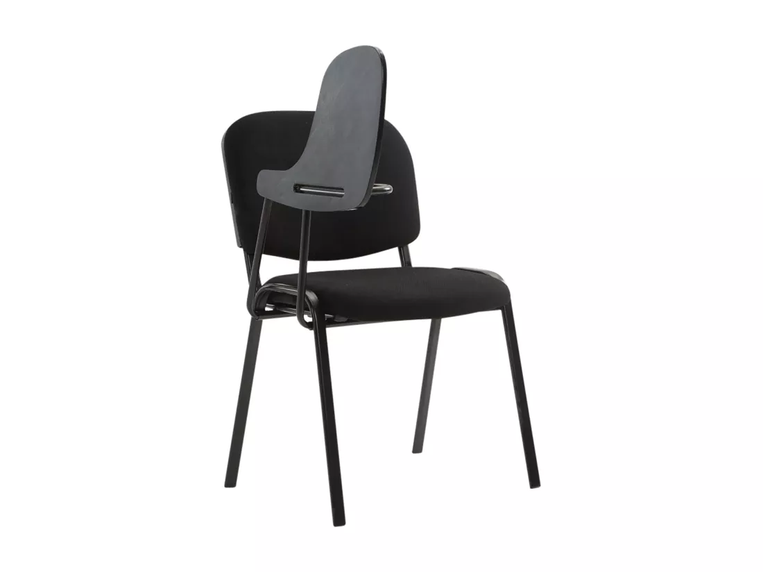 Lot de 4 Chaise de conférence - Tissu & Métal noir mat - Noir - Ken