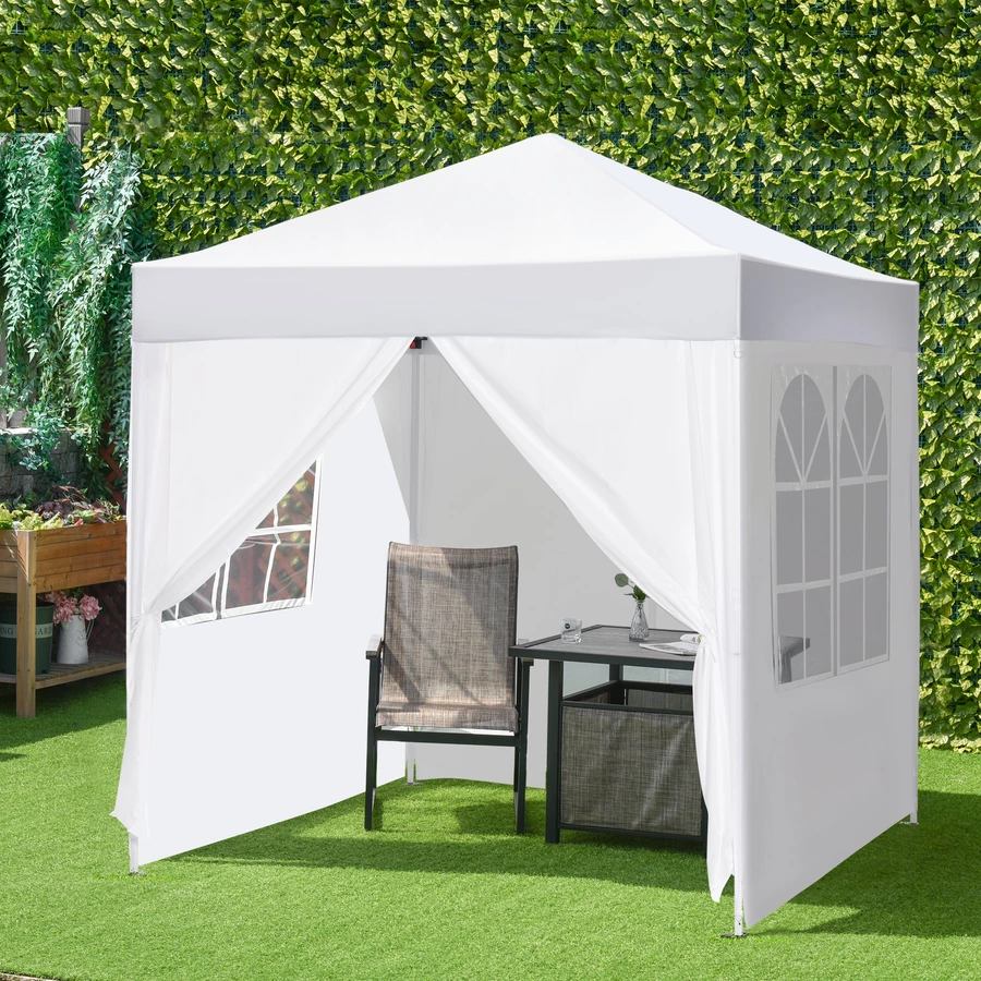Outsunny Pavillon mit integrierten Klettverschlüssen weiß