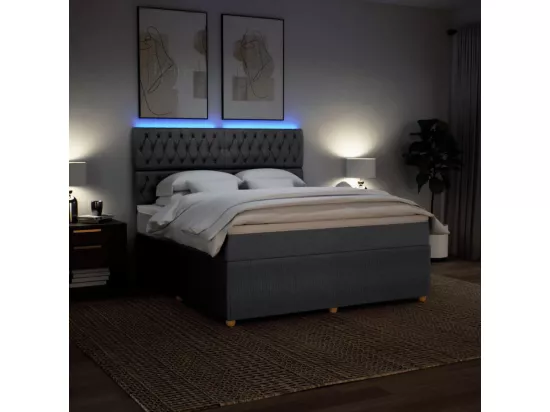 Sommier à lattes de lit avec matelas Gris foncé 180x200cm Tissu