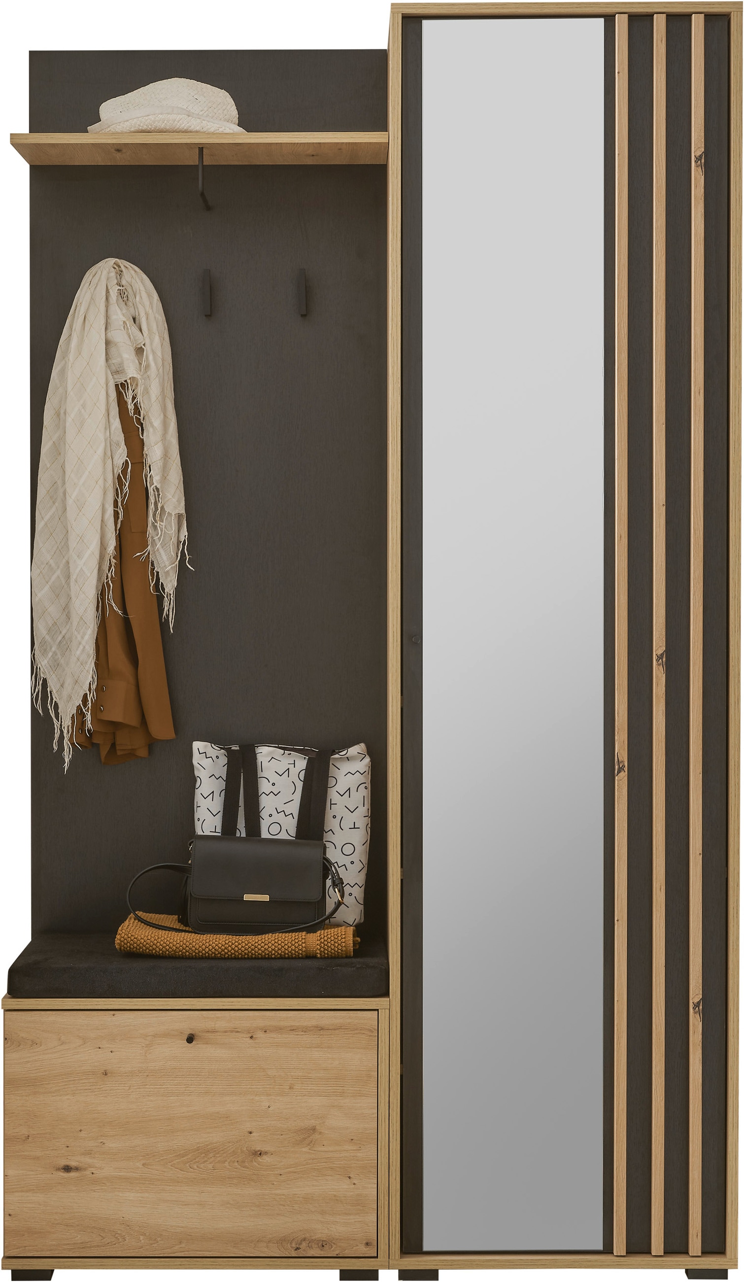 HBZ Kompaktgarderobe »Volano in schwarz Eiche Artisan, BxHxT 114x197x40 cm« 1 Stk. tlg. Mit Schubkästen und Türen mit Softclose