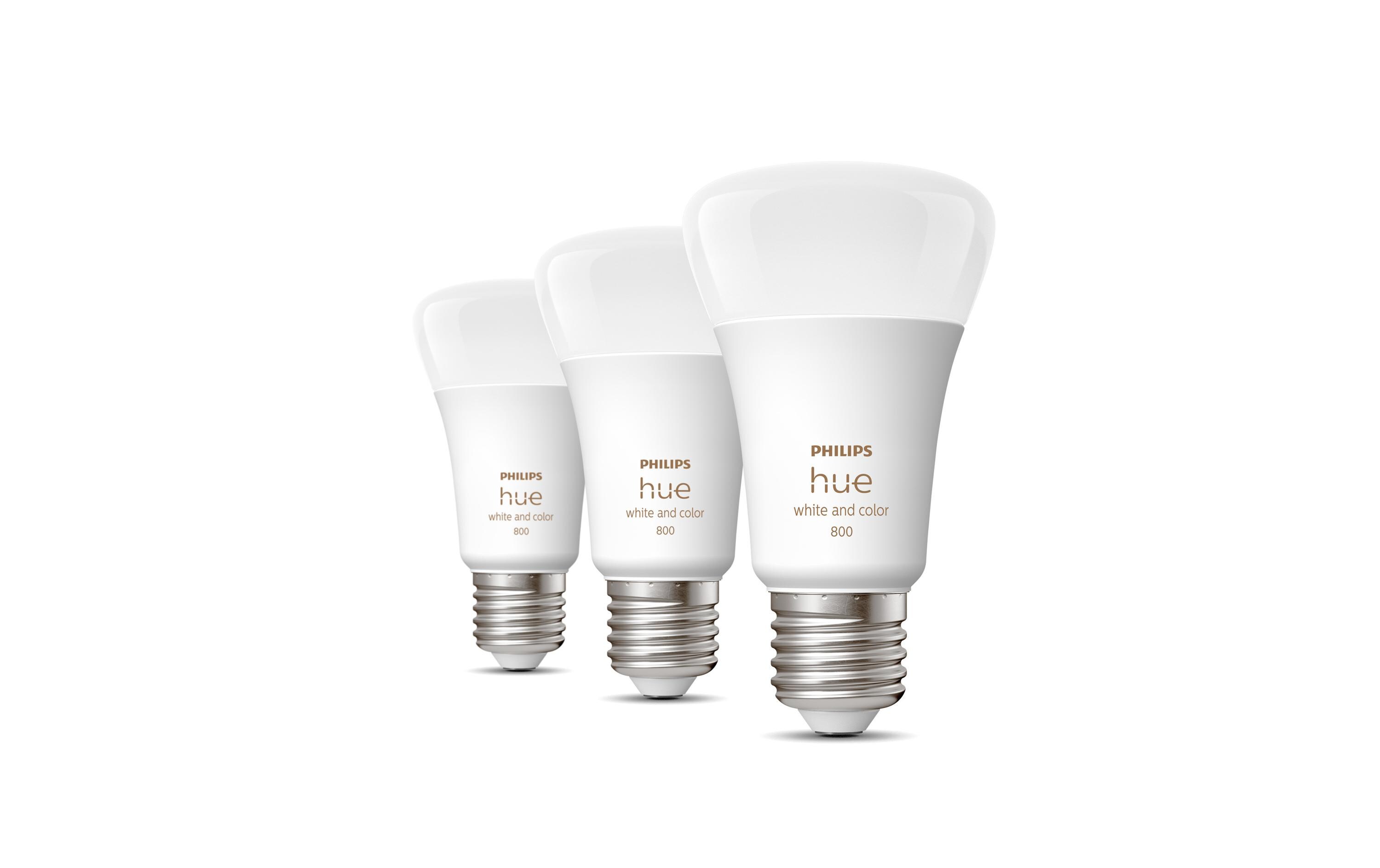 Leuchtmittel White & Color Ambiance, E27, 3 Stück, BT<br>Per Bluetooth steuerbares Hue E27-Leuchtmittel