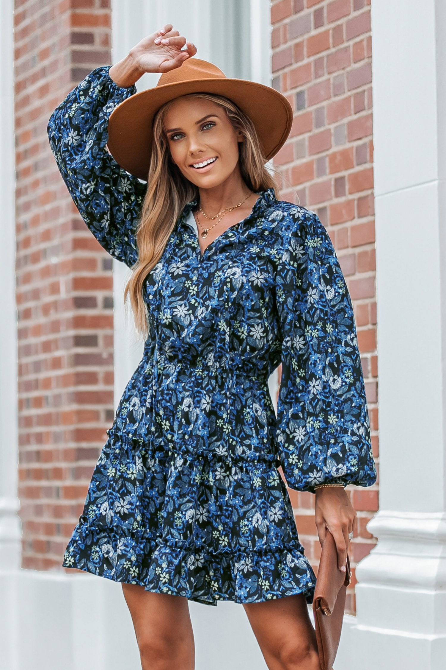 Robe à col noué et à imprimé floral boho