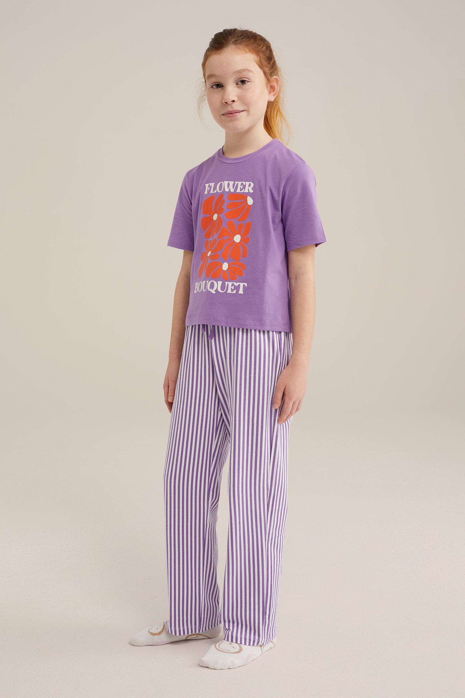 Meisjes pyjamaset met dessin WE Fashion Lichtpaars
