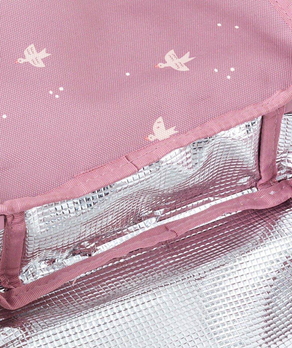 FRESKSAC ISOTHERME ROSE IMPRIMÉ OISEAU EN PLASTIQUE RECYCLÉ