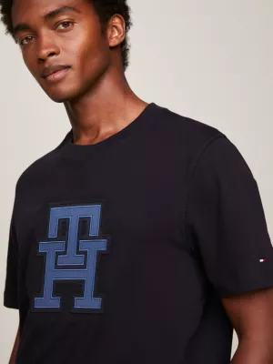 Camiseta com aplique de monograma TH