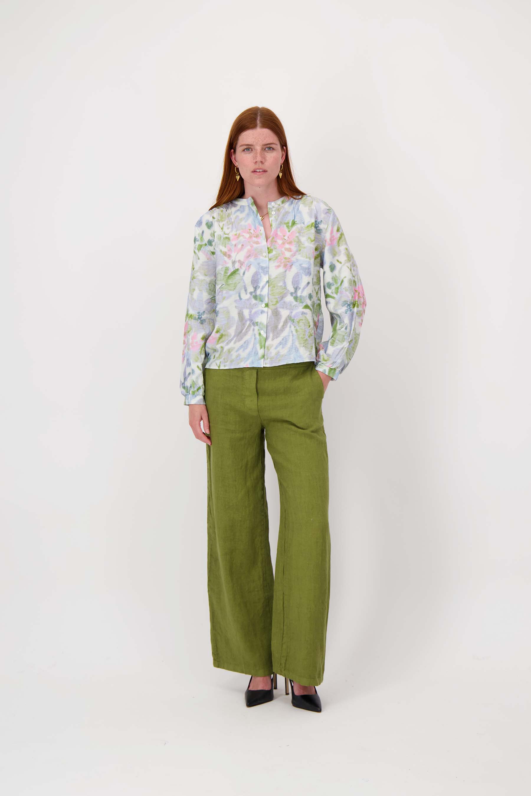 blouse zonder kraag met bloemen print