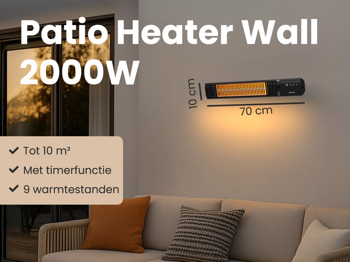 Auronic 2000 watt infrarood terrasverwarmer - Black