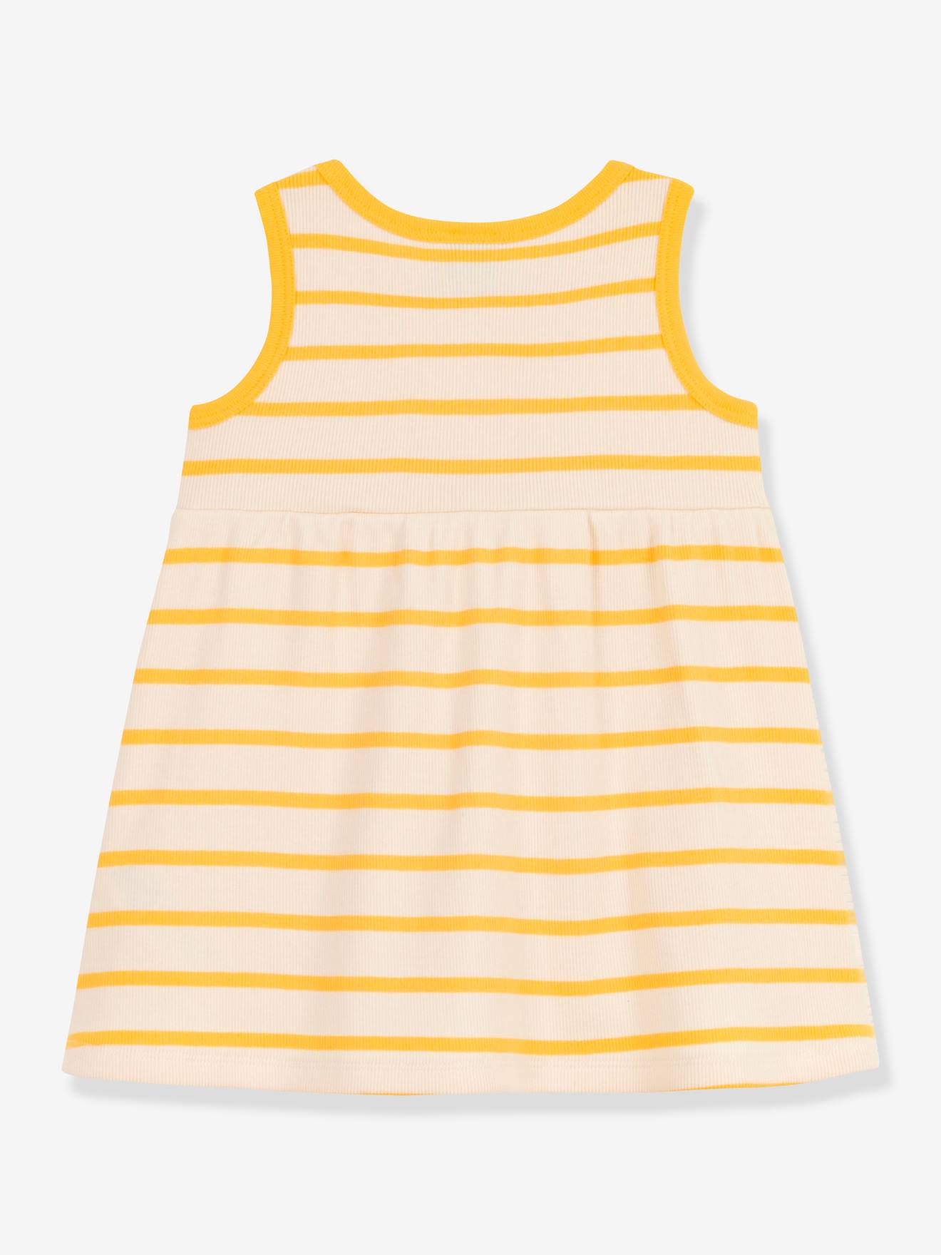 PETIT BATEAU Vestido bege de algodão orgânico sem mangas