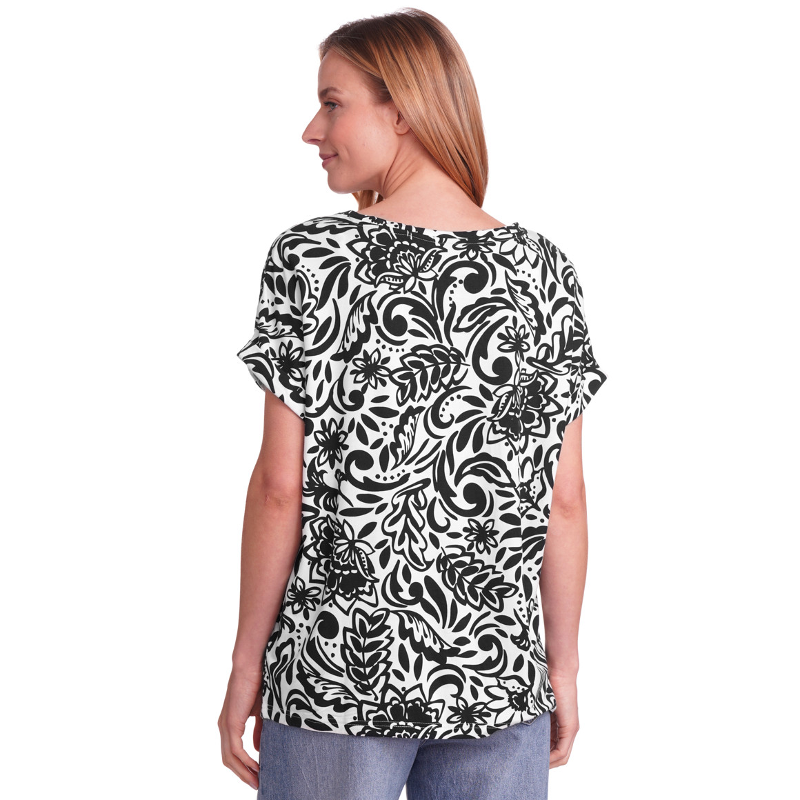 Gina Benotti Damen T-Shirt mit Print schwarz / cremeweiss