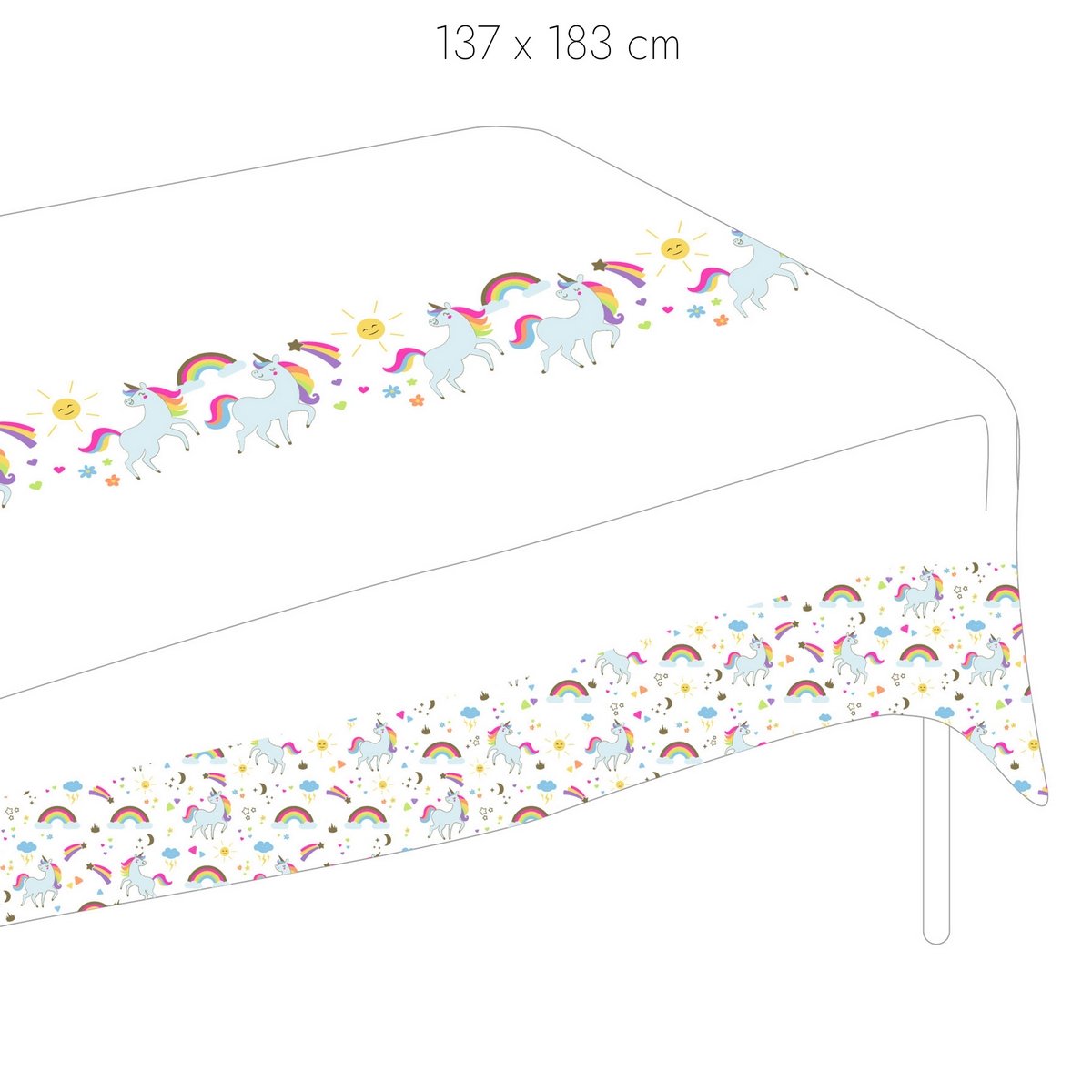 Nappe en papier Licorne 137 x 183 cm