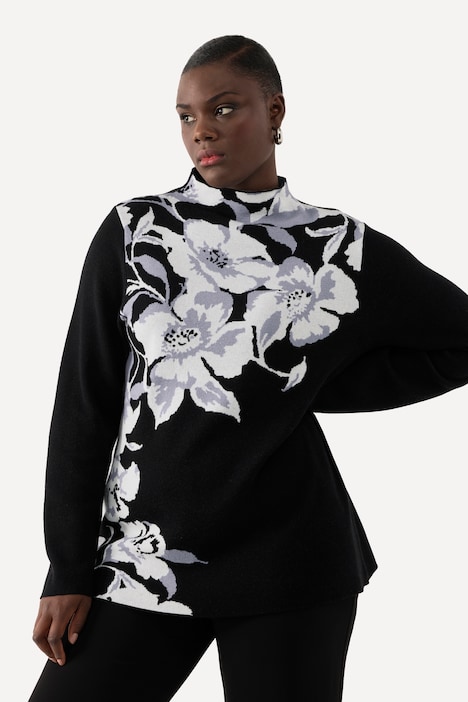 Pullover, Jacquardstrick, Stehkragen, Langarm