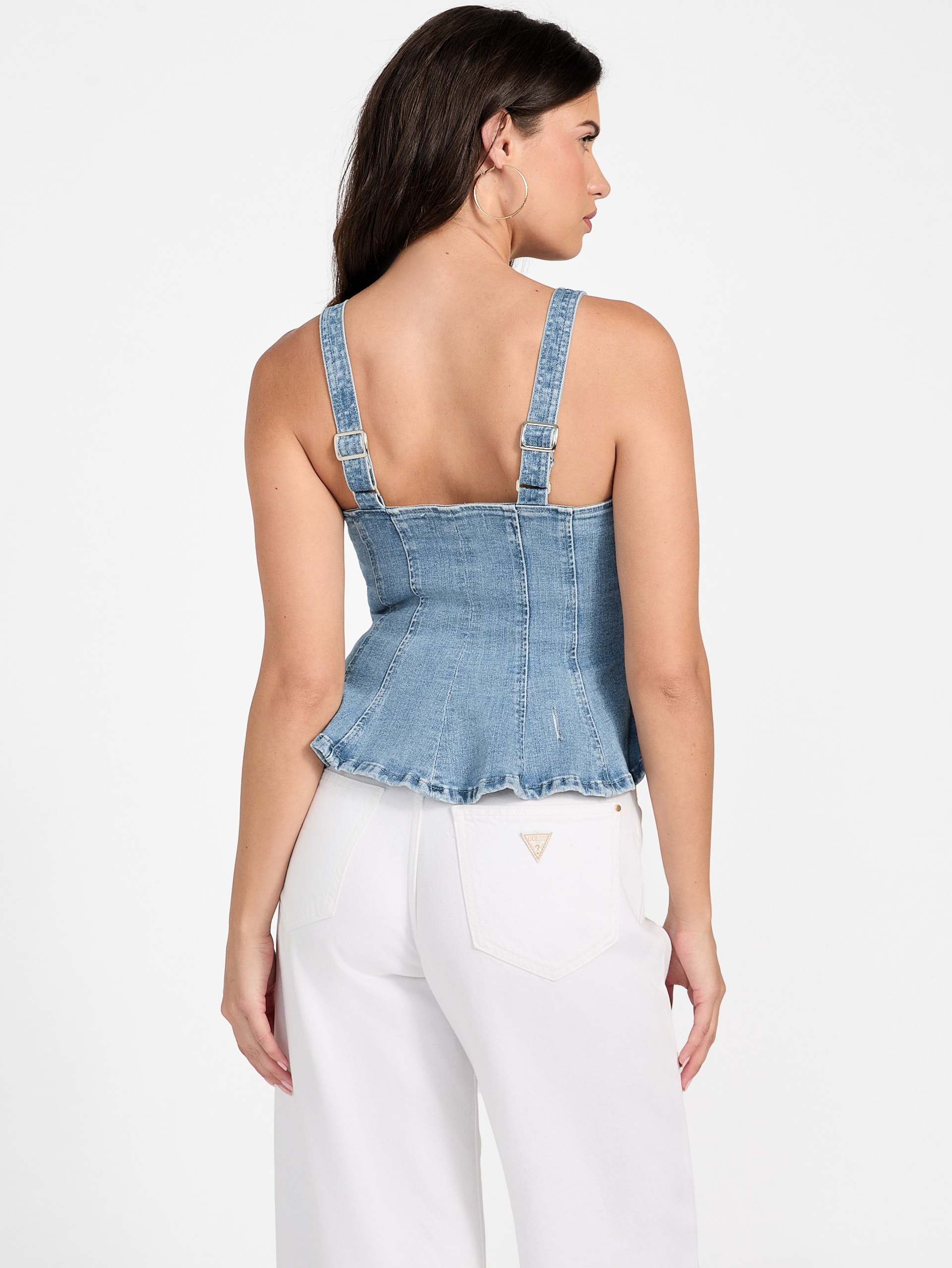 Blusa peplum Anika em jeans