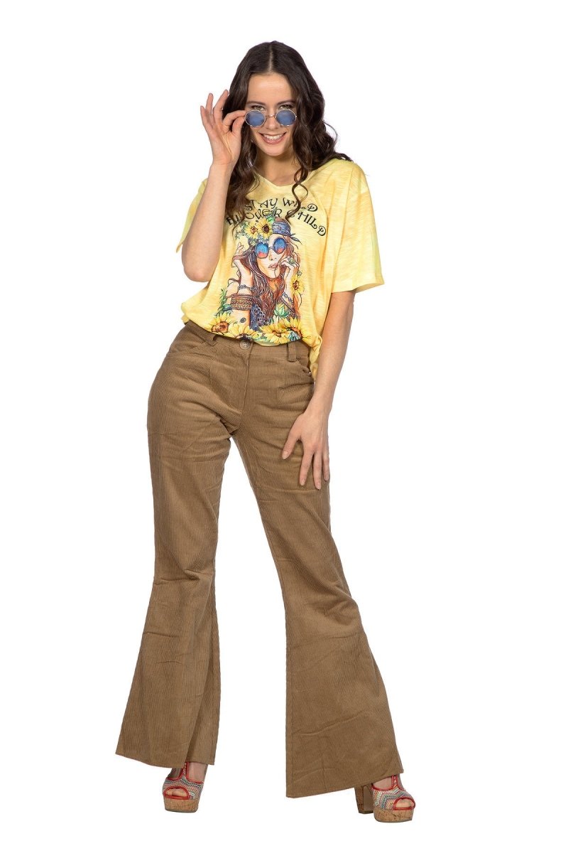 Hippie 60S Shirt Geel Dames