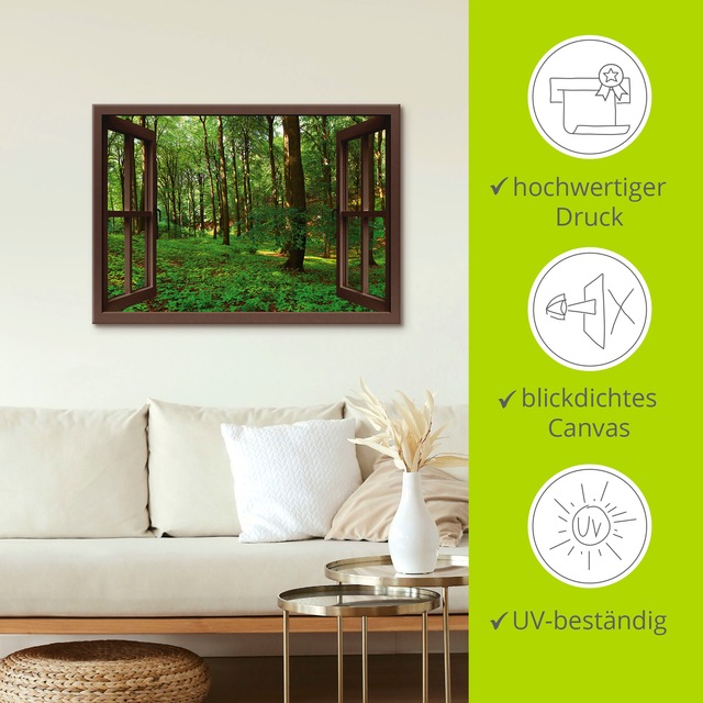 Artland Leinwandbild »Panorama Sommerwald, braun« Fensterblick 1 Stk. tlg. auf Keilrahmen gespannt