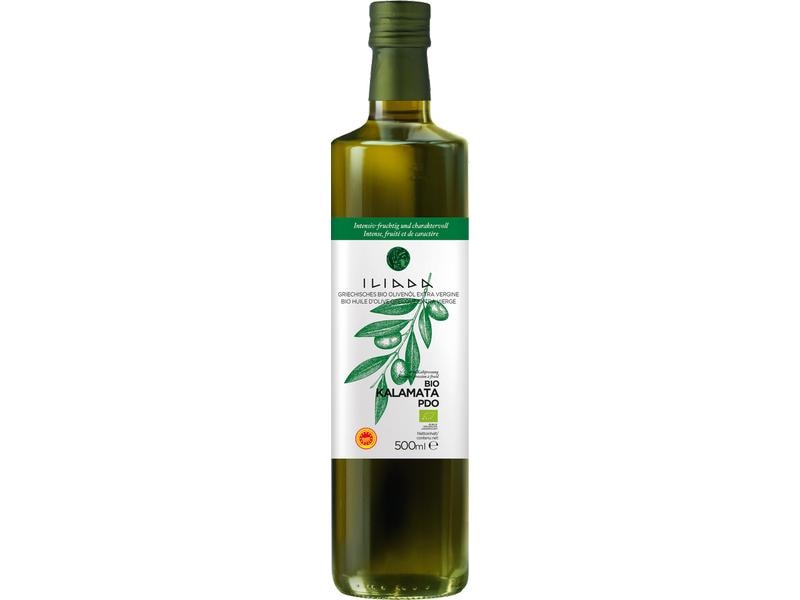 Iliada Olivenöl Extra Vergine Bio Kalamata PDO 0.5 l Hochwertiges Speiseöl aus Oliven