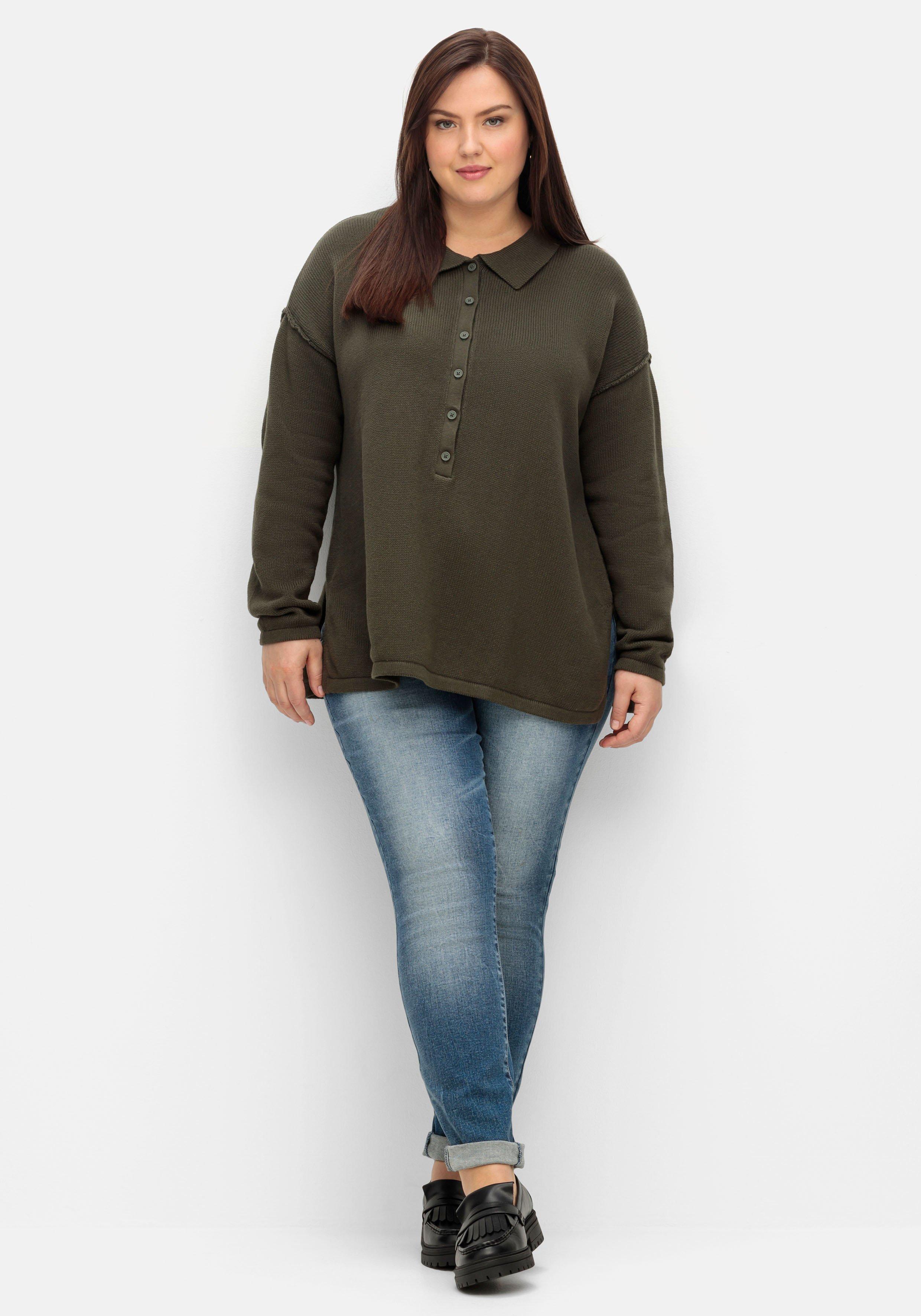 Pullover im Linksstrick, mit Polokragen