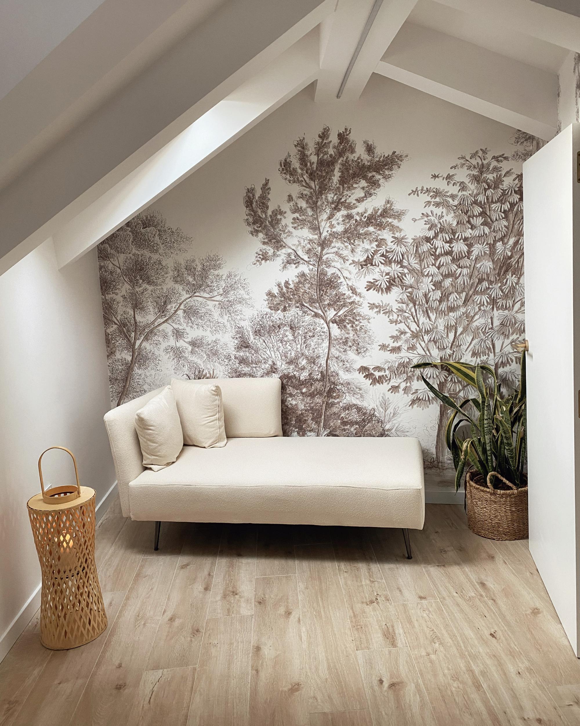 Linkszijdige chaise longue RIOM Bouclé Gebroken wit