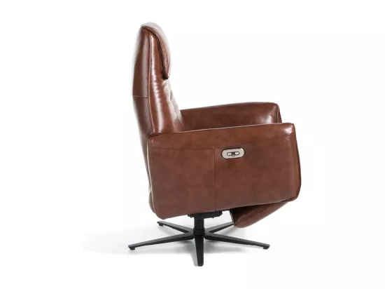 Fauteuil relax pivotant cuir marron et pieds en acier Nary-Couleur Aqua 18 Taupe foncé
