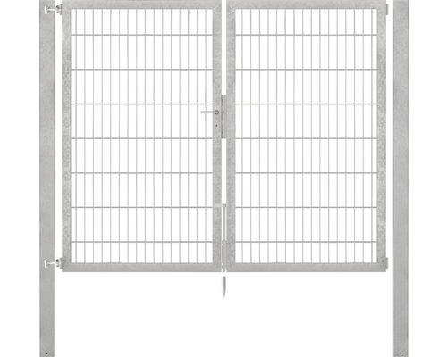 Dubbele poort van metaalgaas, ALBERTS Flexo Plus 8/6/8, 200 x 160 cm, inclusief palen van 8 x 8 cm, thermisch verzinkt