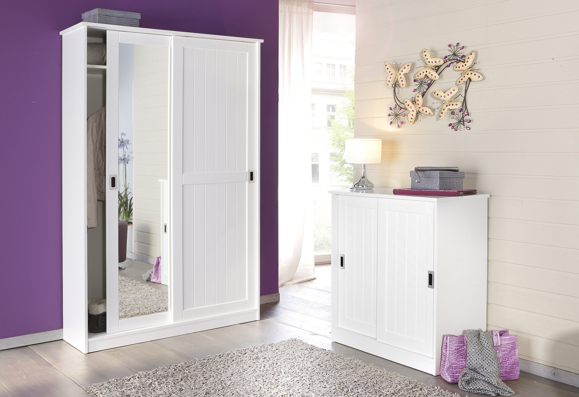 Home affaire Garderobenschrank »Nekso« mit Spiegel, Breite 114 cm, aus MDF oder Massivholz, FSC®