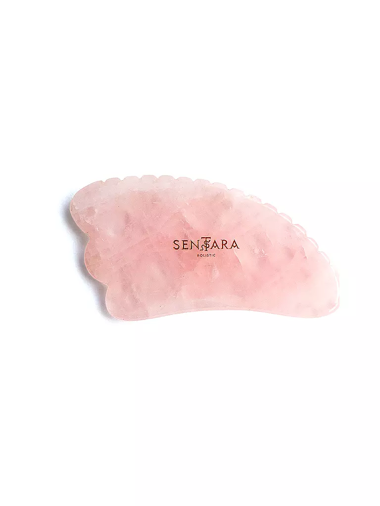 SENTARA Massagestein - Gua Sha Horn mit Zahn Rose Quartz  rosa