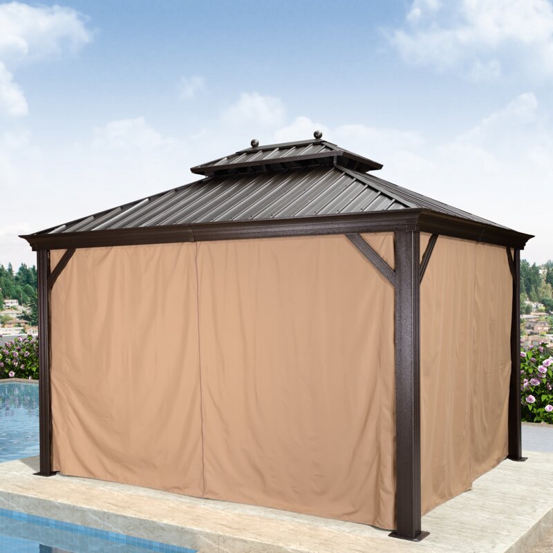 Gazebo de alumínio para pátio, 3,65 m de largura x 3 m de profundidade