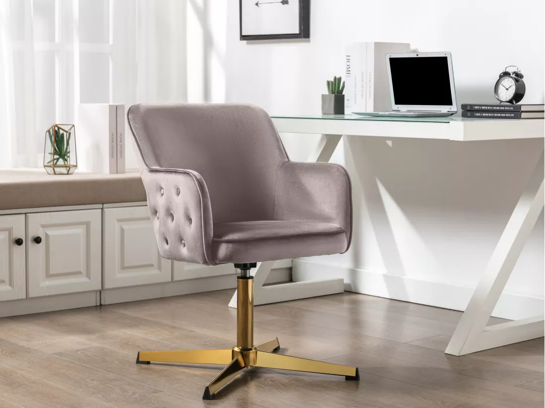 Chaise de bureau - Velours - Taupe et doré - CAPULI de Pascal Morabito