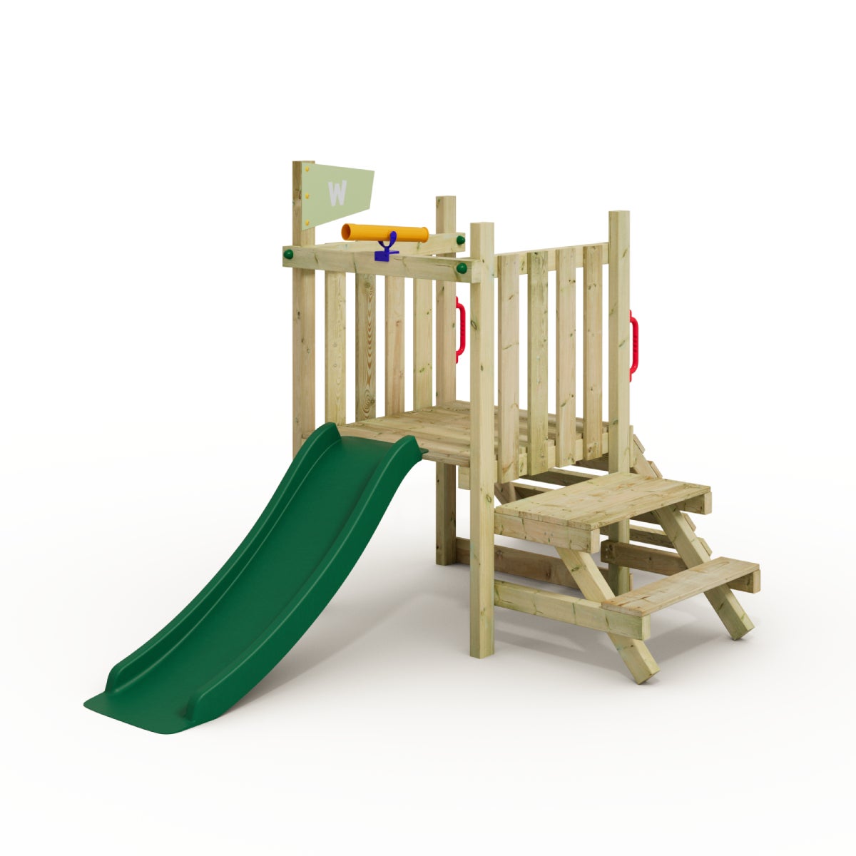 WICKEY Peuter Klimtoren My First Fort 1 met Glijbaan - Pastelgroen