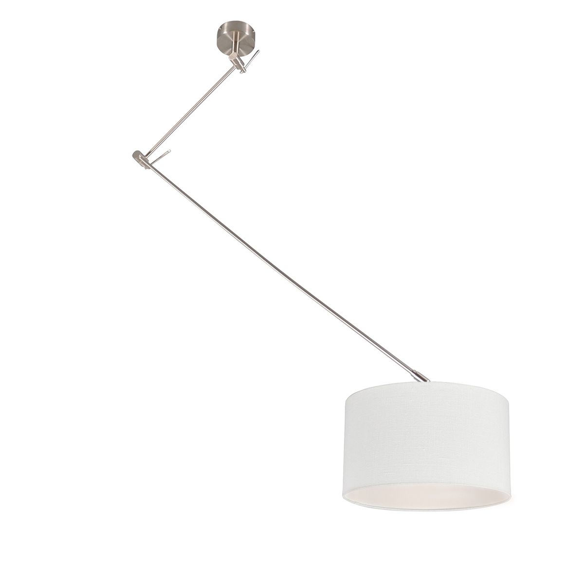 Smart hanglamp staal met kap wit 35 cm incl. Wifi A60 - Blitz