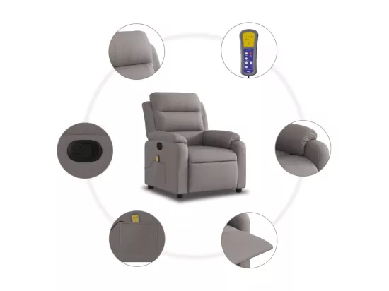 Fauteuil de massage inclinable Taupe Tissu