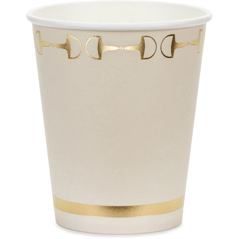 Partydeco Becher Steigbügel, 220 ml, beige/gold, 6 Stück