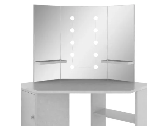 Coiffeuse d'angle avec LED Gris béton 111x54x141,5 cm