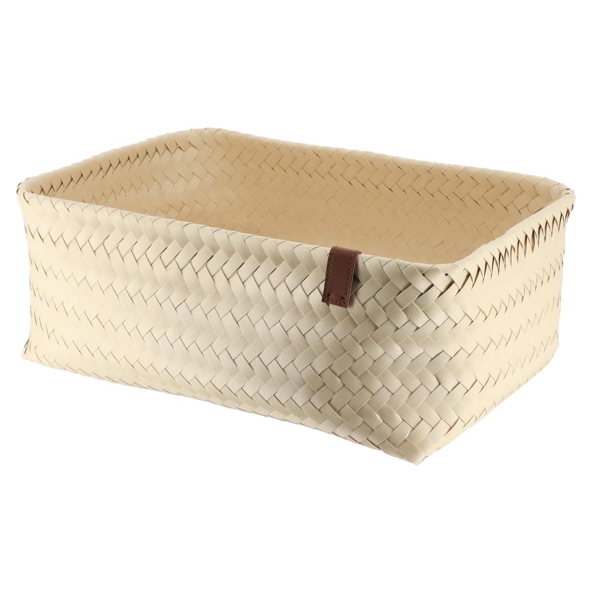 PANIERE EN 44X31X17CM ET LIEN FACON CUIR IVOIRE