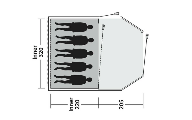 Outwell Earth 5 Plus Tunnelzelt für 5 Personen dunkelgrün
