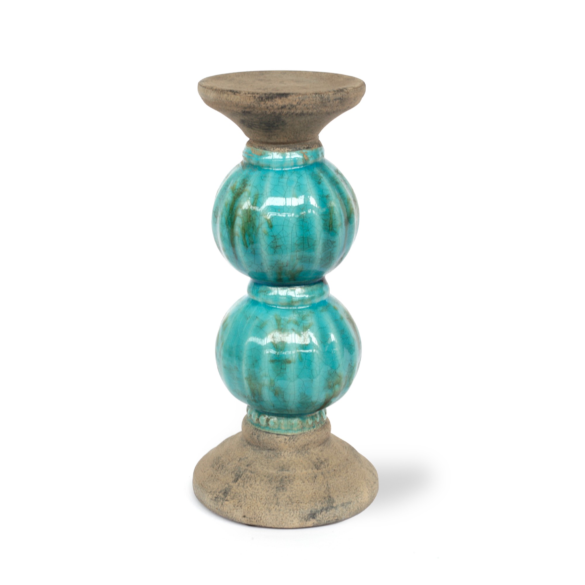 Keramik-Kerzenständer, türkis, Ø 14,5 cm, H 31 cm von fischer's lagerhaus