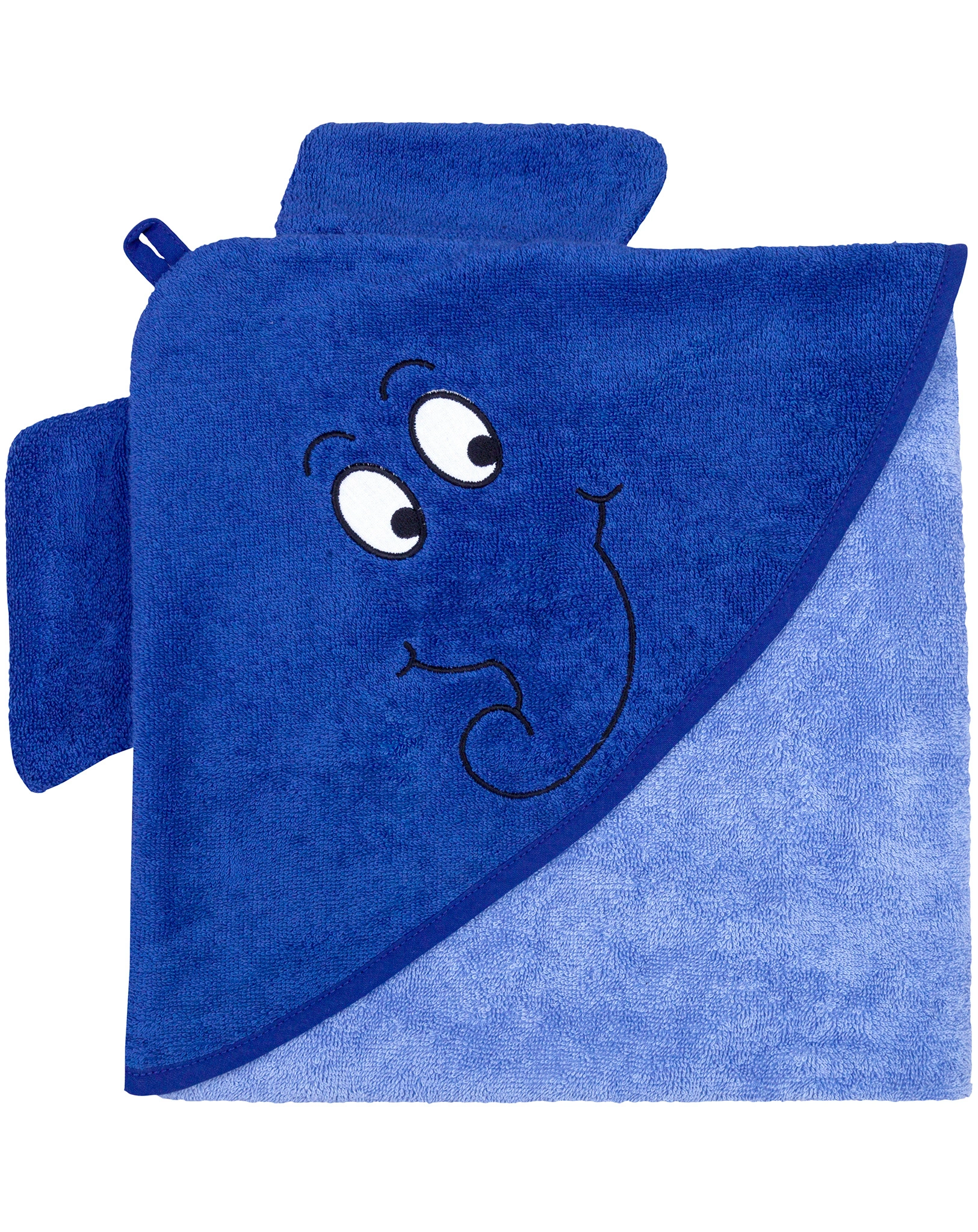 Kapuzenhandtuch ELEFANT (100x100) in blau