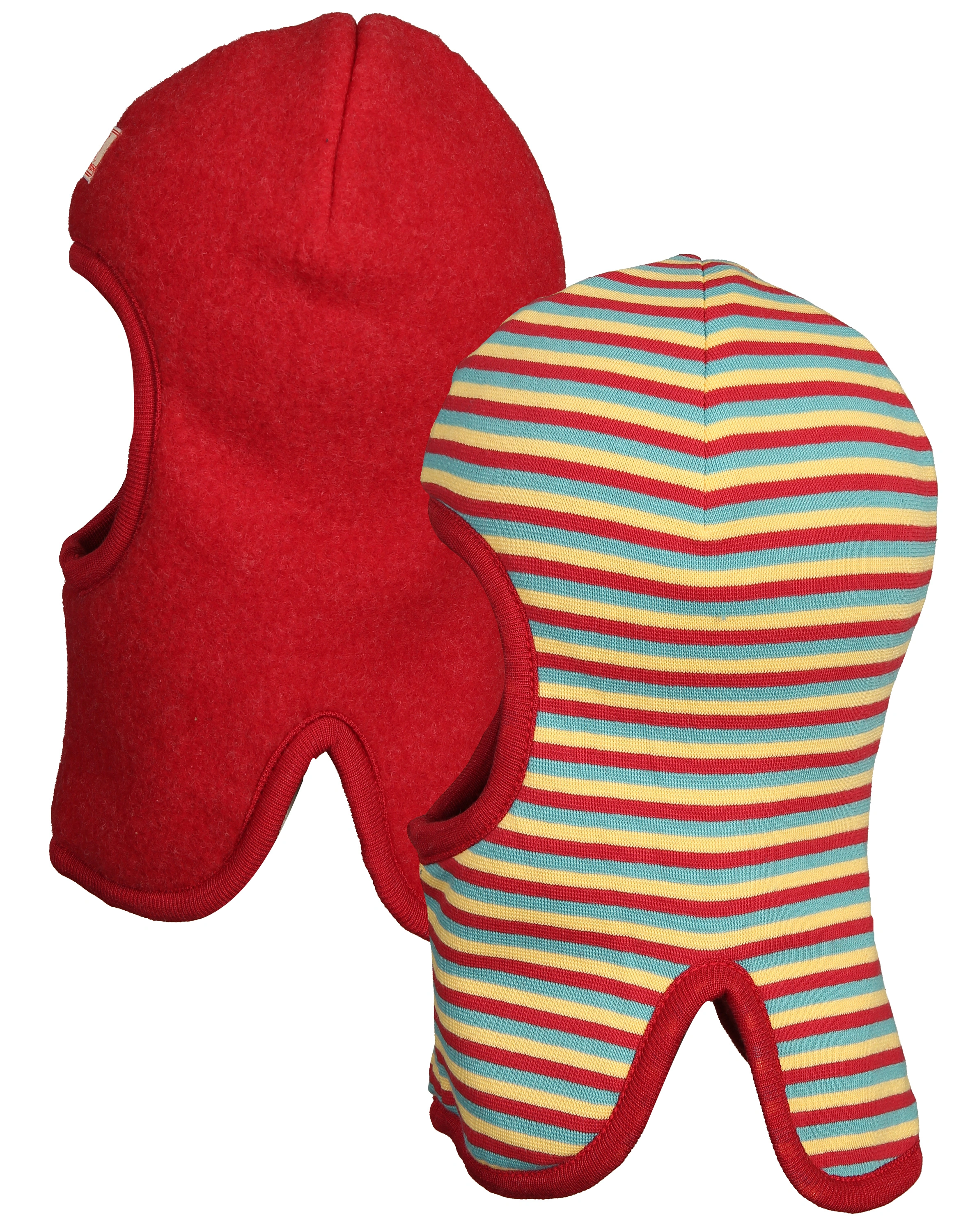 Wende-Schlupfmütze SWITCH WOLLFLEECE in rot/bunt