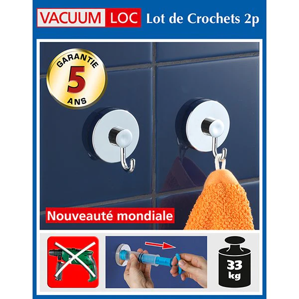 2 crochets à serviettes Vacuum Loc Wenko by Maximex