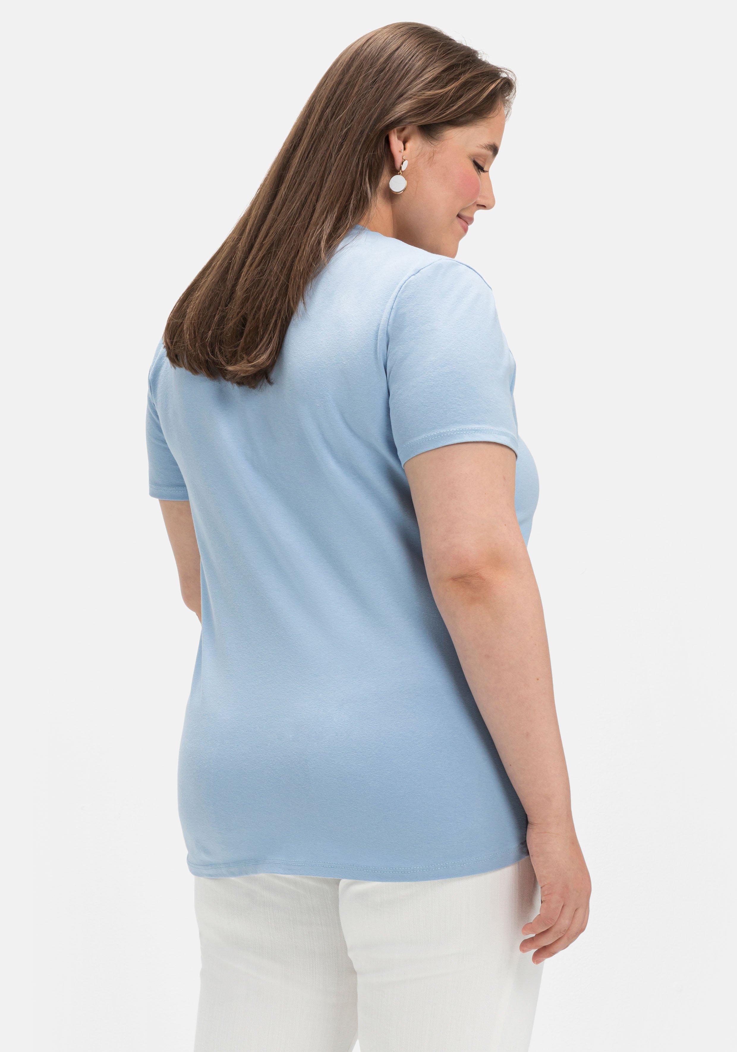 T-Shirt mit Neon-Frontprint, elastische Qualität