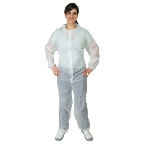 Combinaison de travail PLP 35g/m² col chemise élastiques poignets taille chevilles blanc taille L IJN
