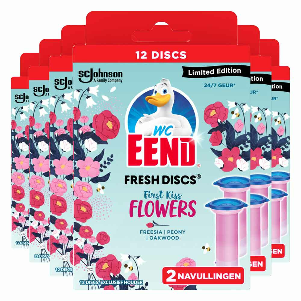 6x WC Eend Fresh Discs First Kiss Flowers72 ml