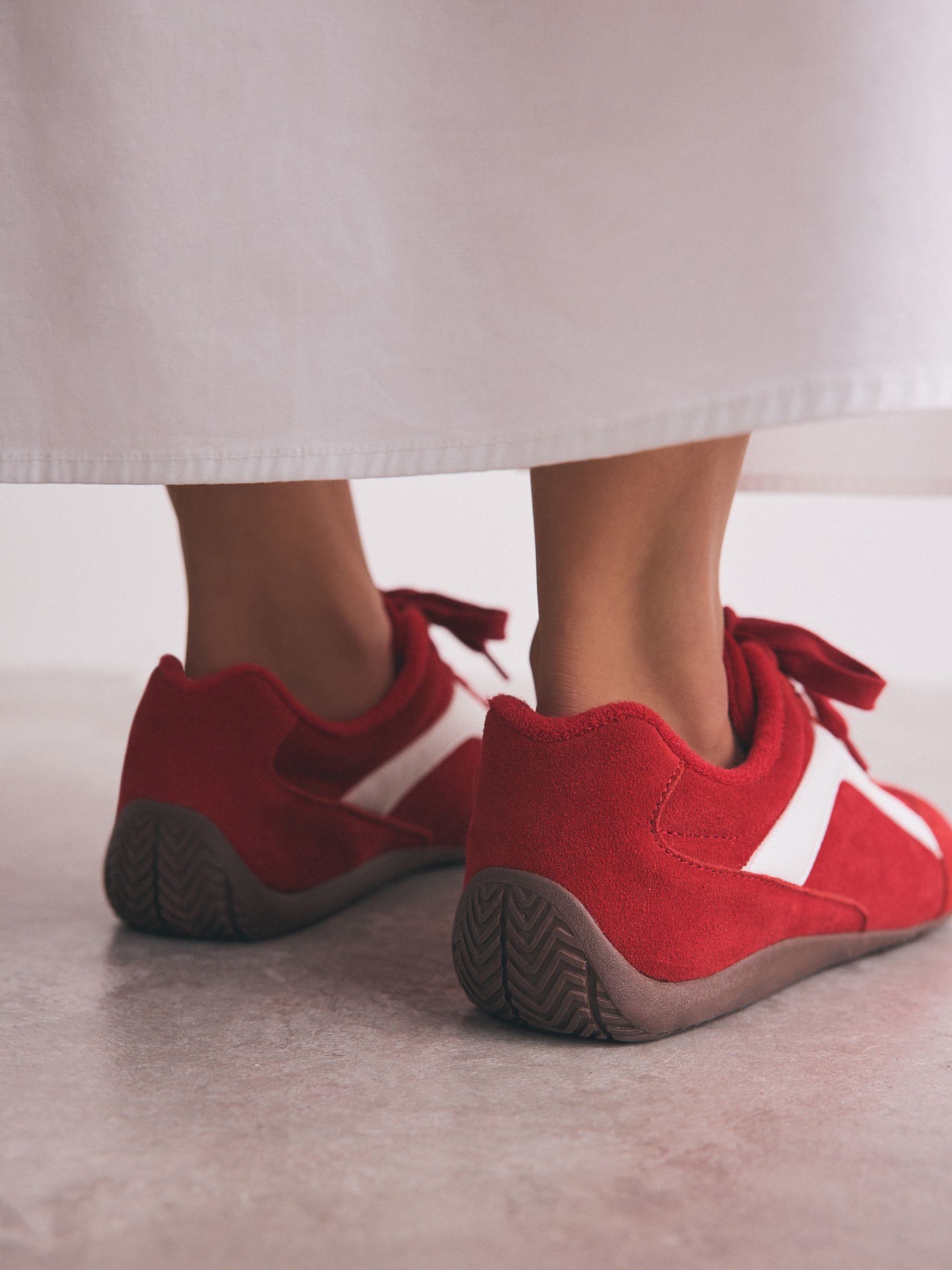 Rood suède - Forever Comfort® Leather Slimsole Lace-Up Trainers