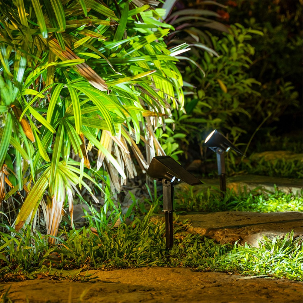 (900Lumen) LED Solar Lampe Outdoor Gartenleuchte mit Dämmerungssensor   Erdspiess (IP65) - Warmweiss