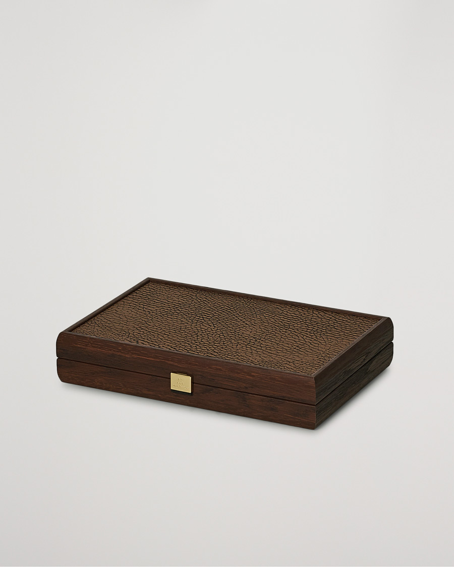 Manopoulos Small Leatherette Backgammon Set Caramel Brown