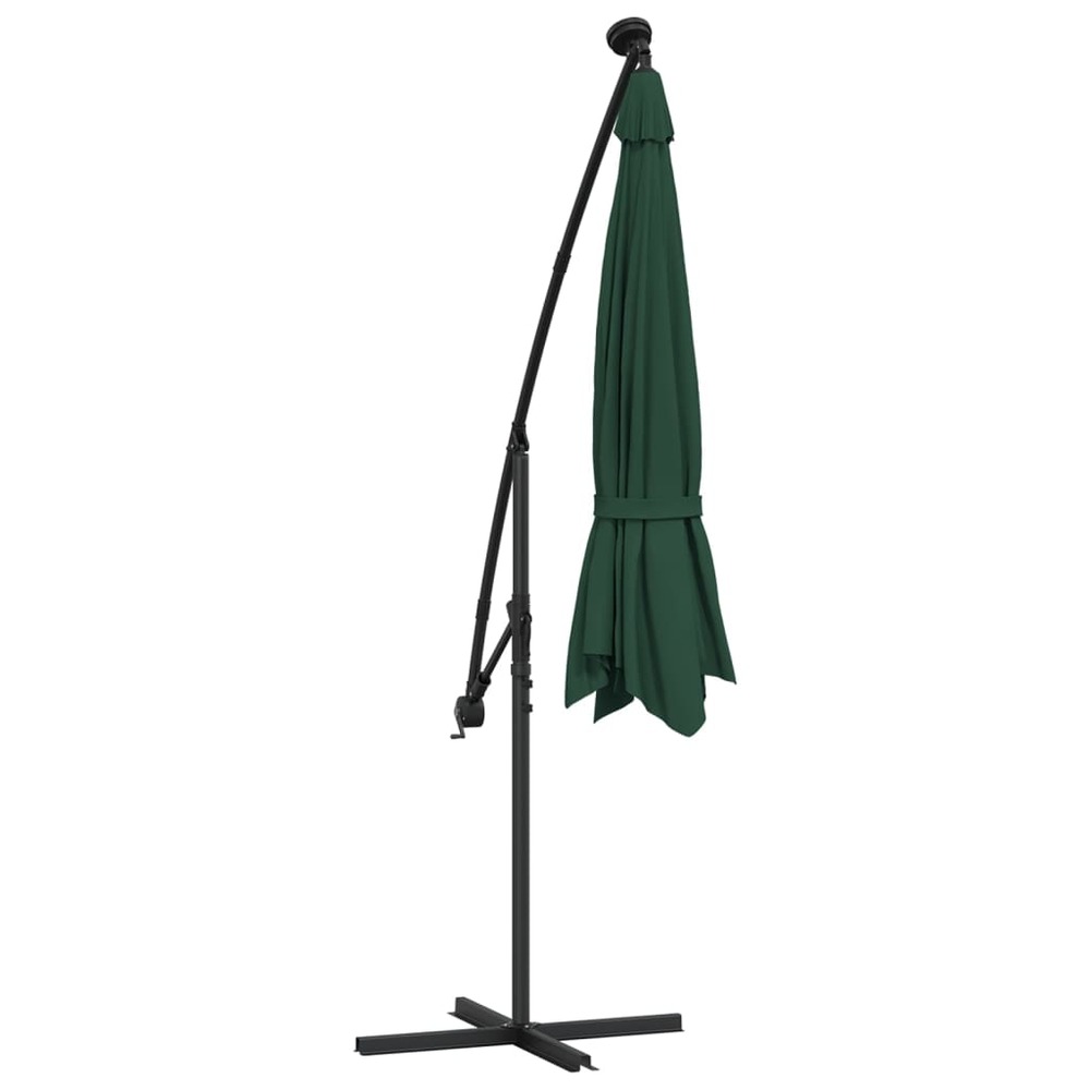 Parasol mobilier de jardin avec éclairage led 300 cm poteau en métal vert