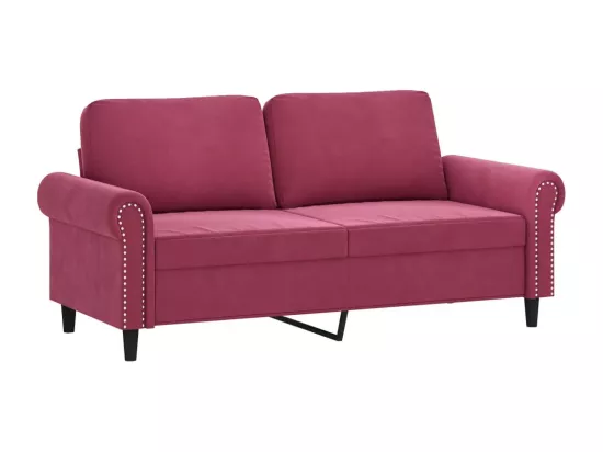 Canapé 2 places avec oreillers bordeaux 140 cm velours