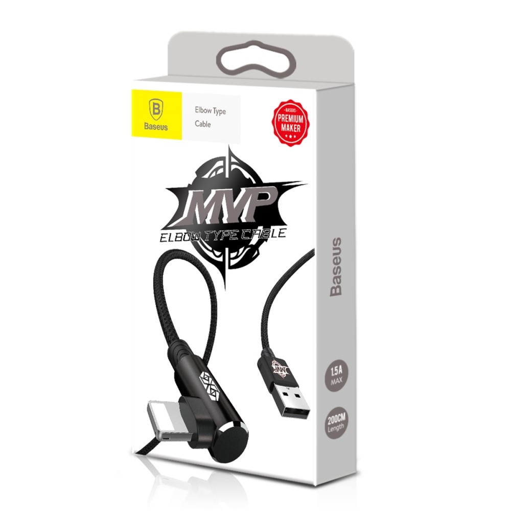 (2m) Elbow Type Lightning Gaming USB 90 Grad Winkel Ladekabel Datenkabel - Schwarz