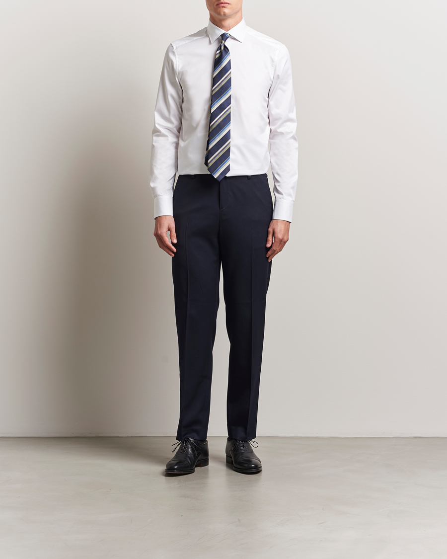Stenströms Slimline Cotton Twill Cut Away Shirt White