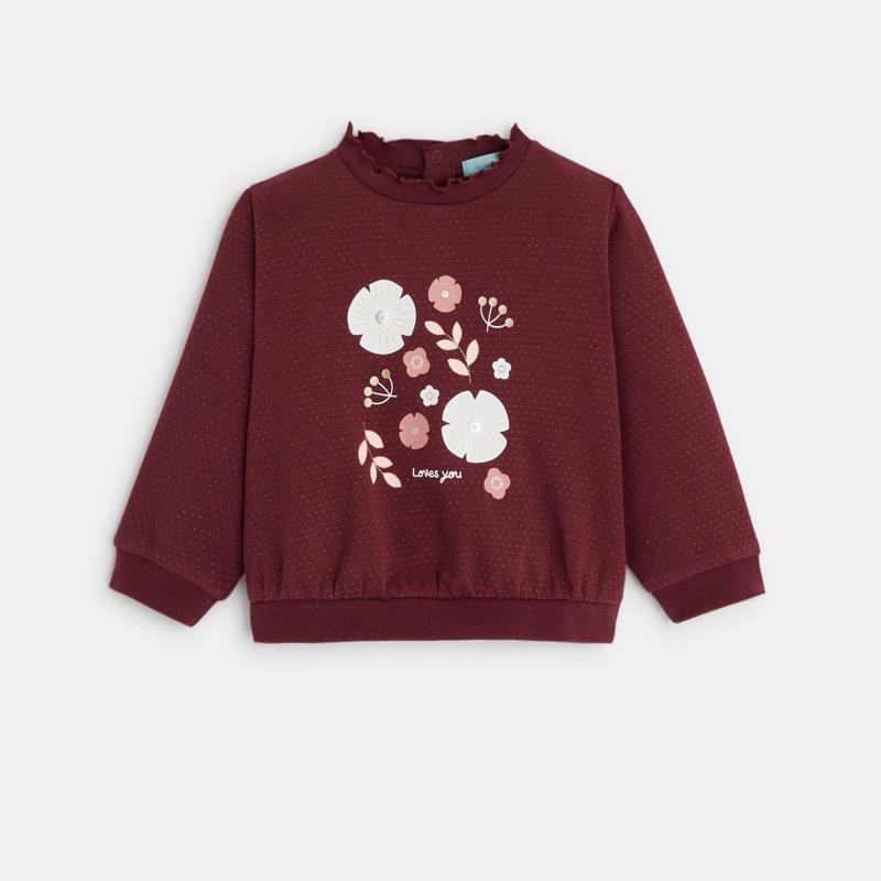 Sweat molleton fleurs violet bébé fille Mauve Violet