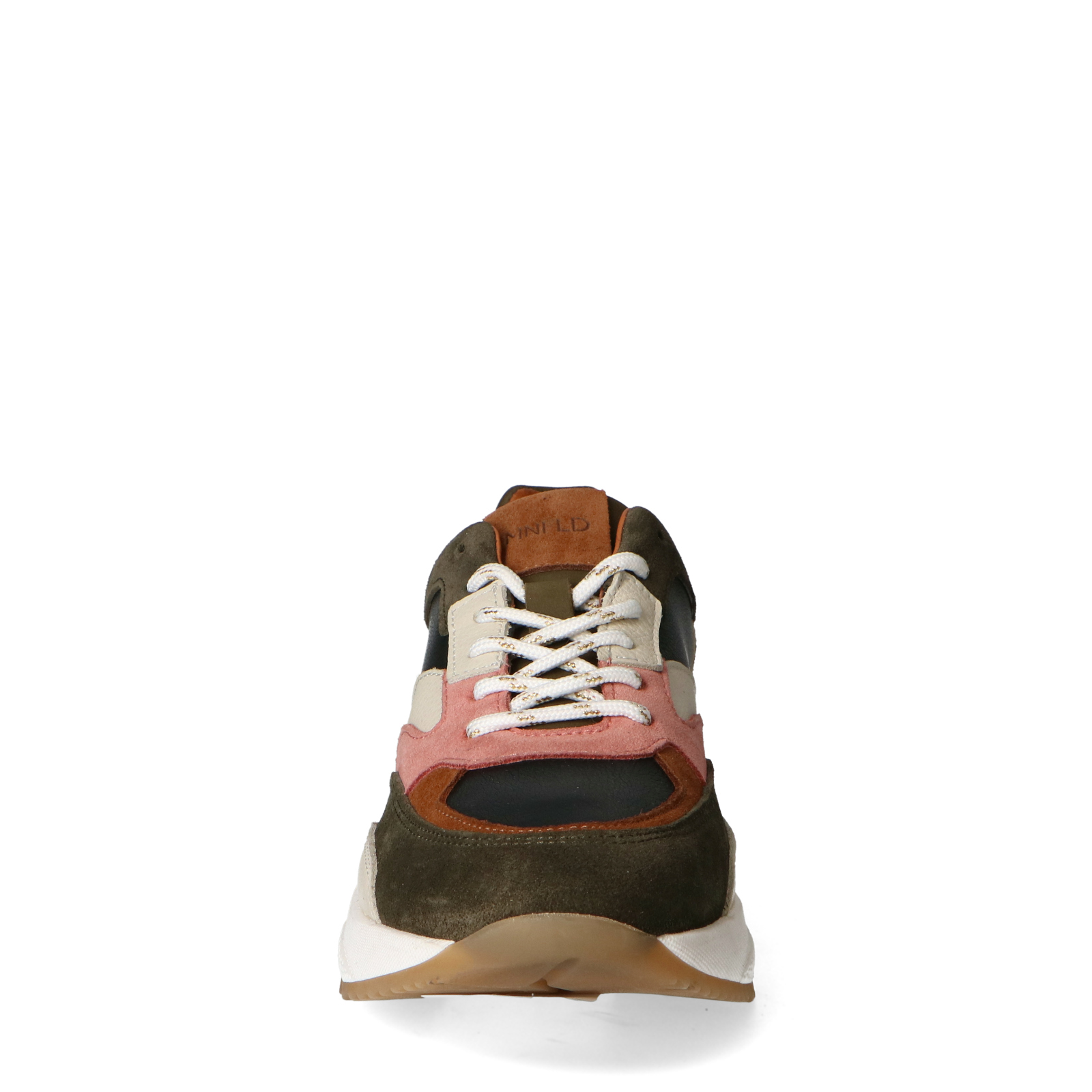 Groene suède sneakers met multicolour details